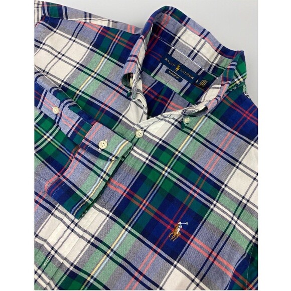 Ralph Lauren Shirt Men’s L Plaid Oxford Classic Fit Button Down Pony Logo - Picture 1 of 9
